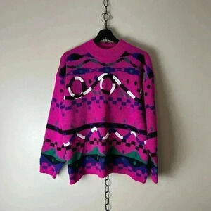 Vintage Asseritf  Abstract Patterned Pullover Sweater Medium